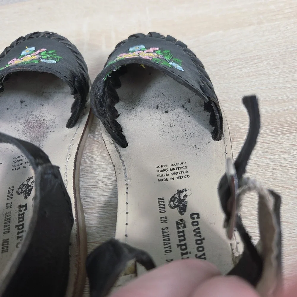 Cowboy Empire Floral Embroidered Leather Huarache Sandals Kids US 12.5 Mexico 19